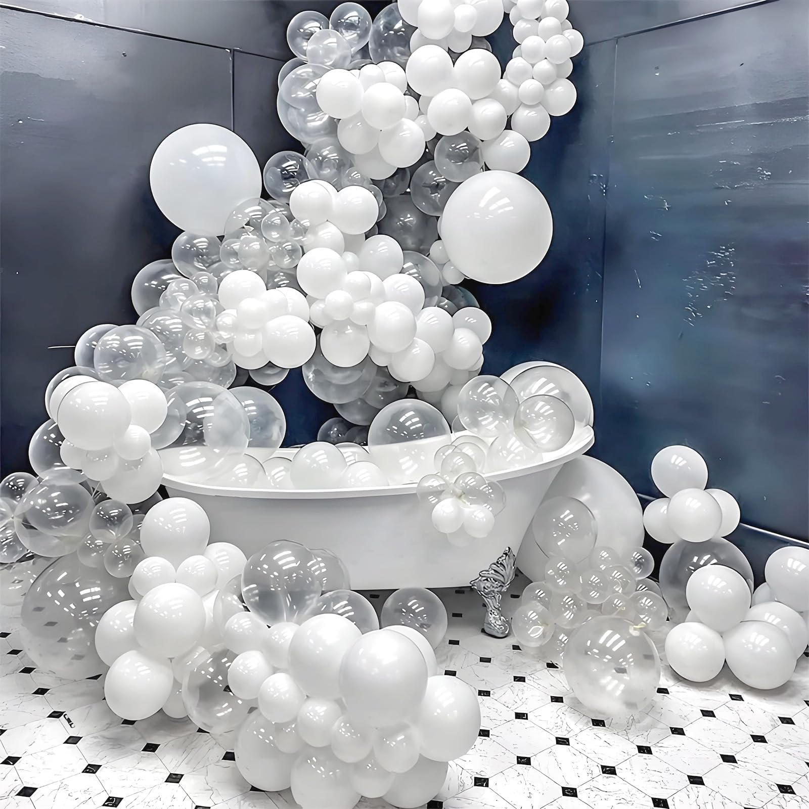 awenztech premium latex clear balloons closeup emphasizing durability during prolonged display.