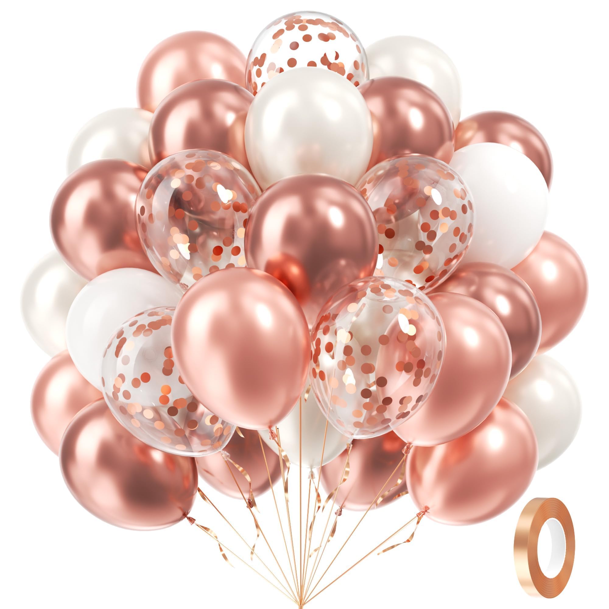 awenztech rose gold balloons set in 12-inch size for elegant backdrops