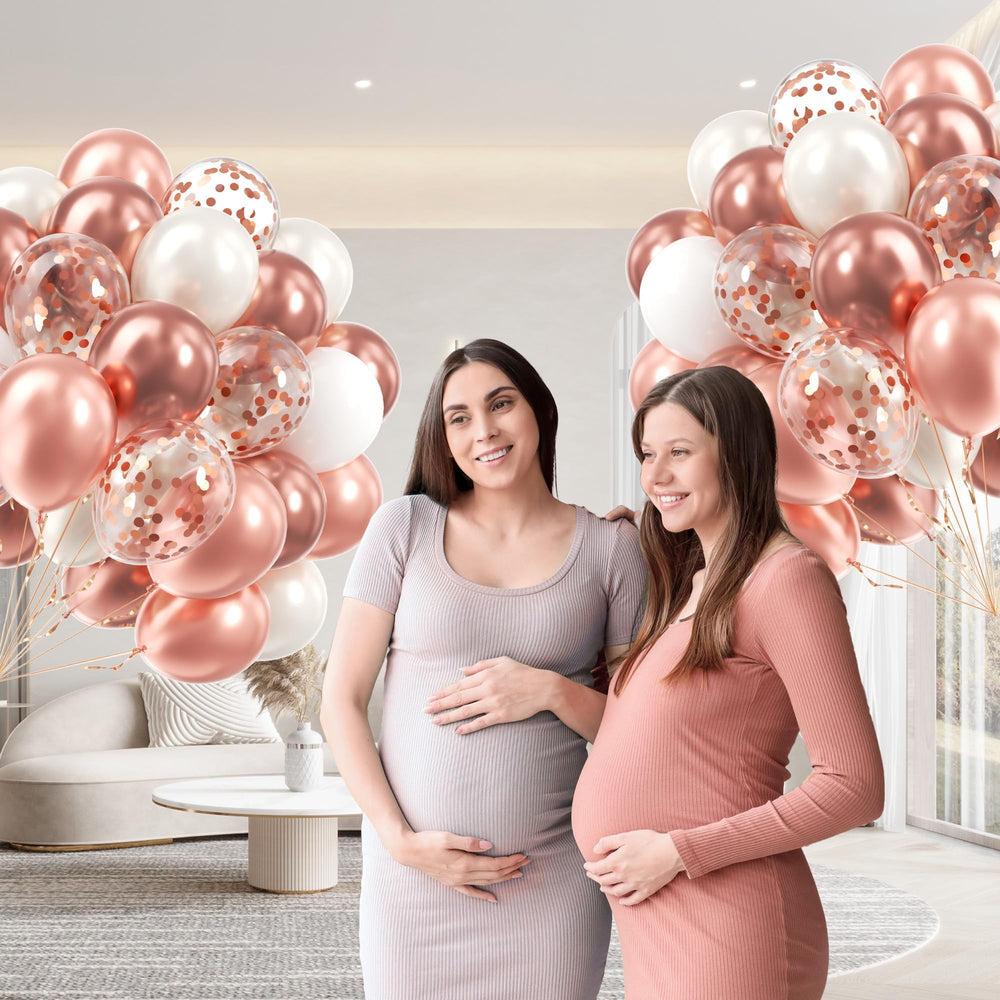 awenztech rose gold confetti balloons create festive accents