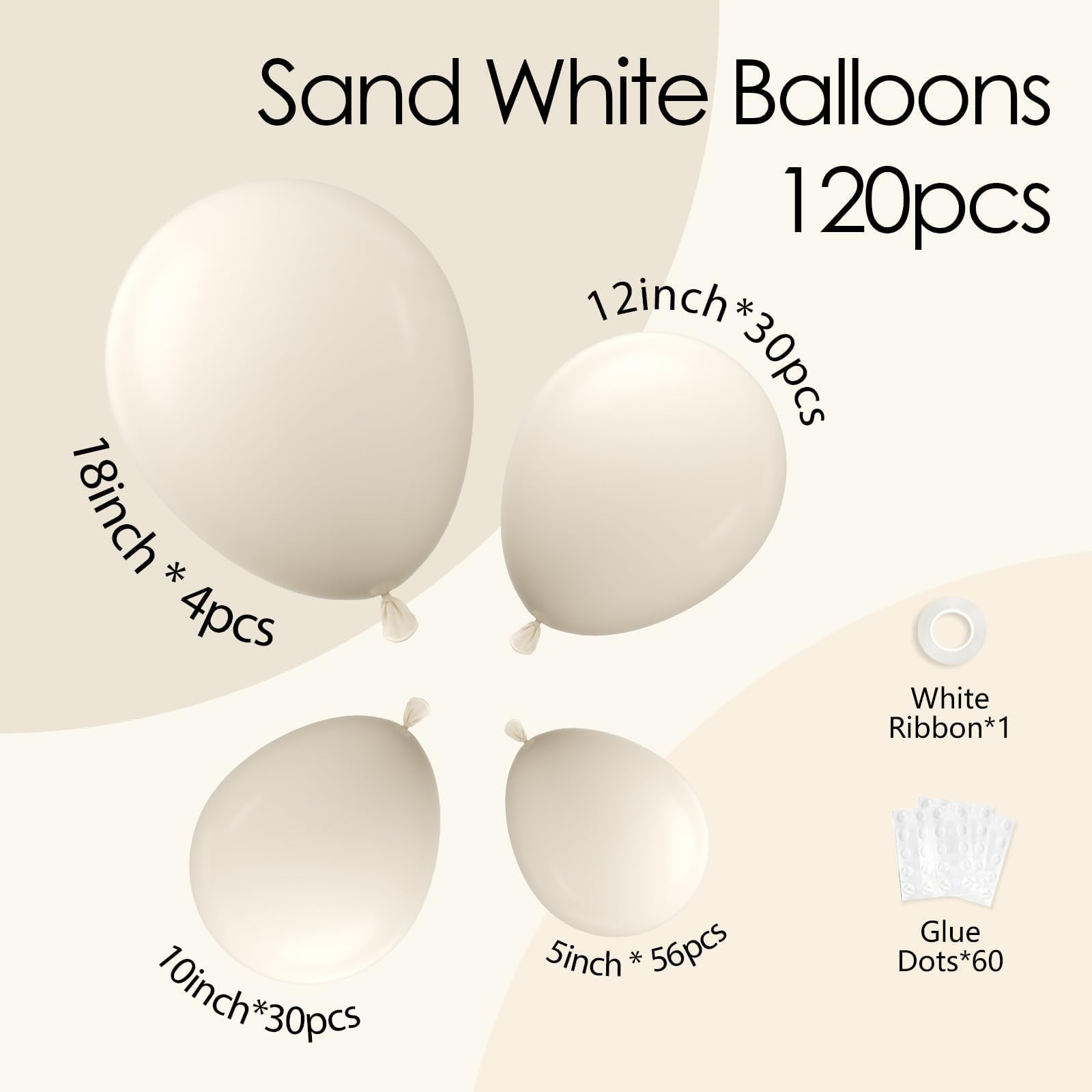 Awenztech sand white 12inch balloons for balanced balloon garland