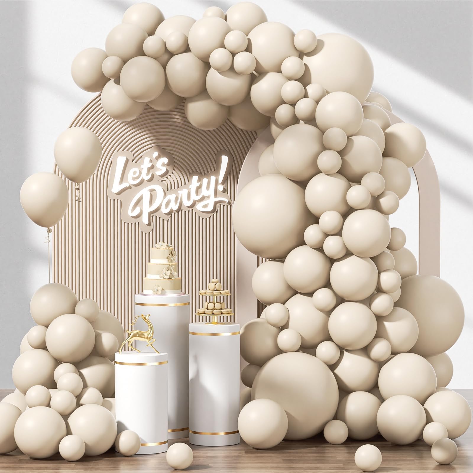 Awenztech sand white 18inch balloons for a pristine wedding arch backdrop