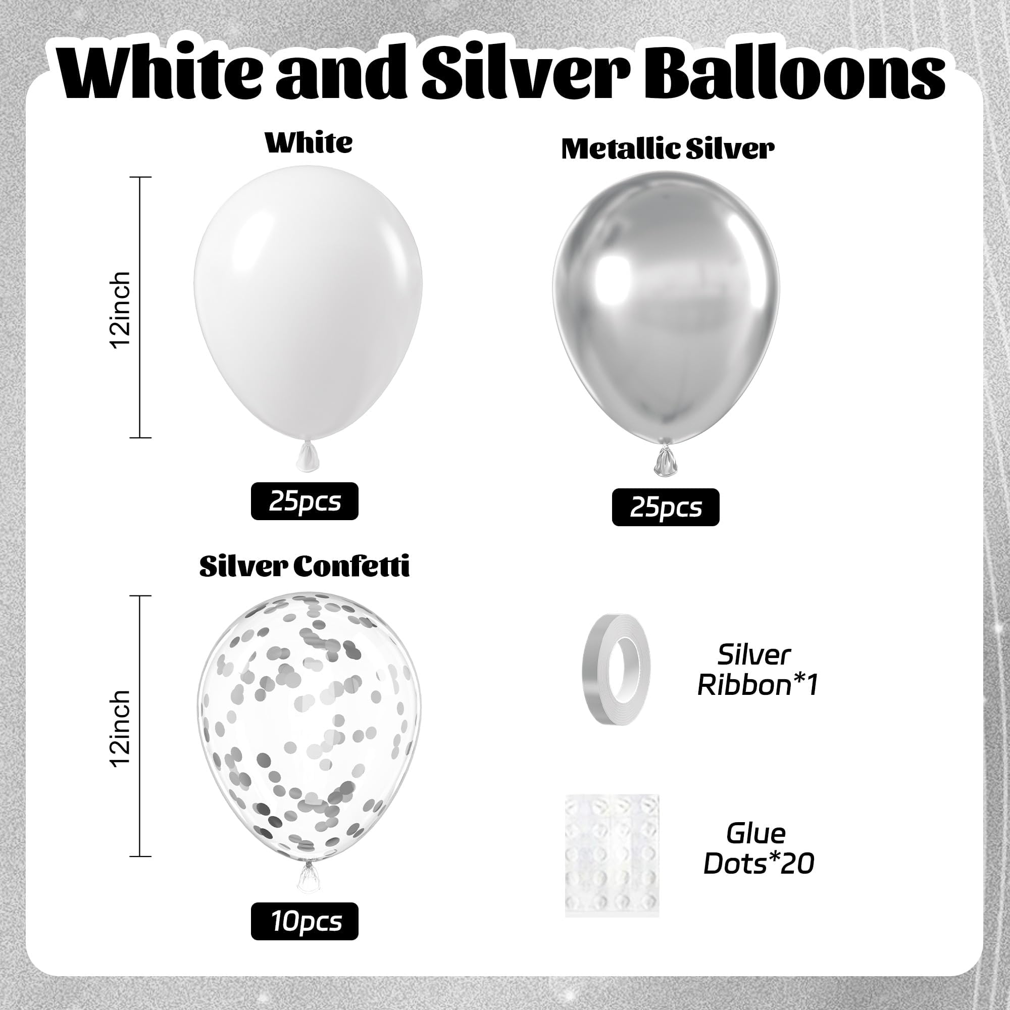 Awenztech silver confetti balloons 12inch add festive sparkle