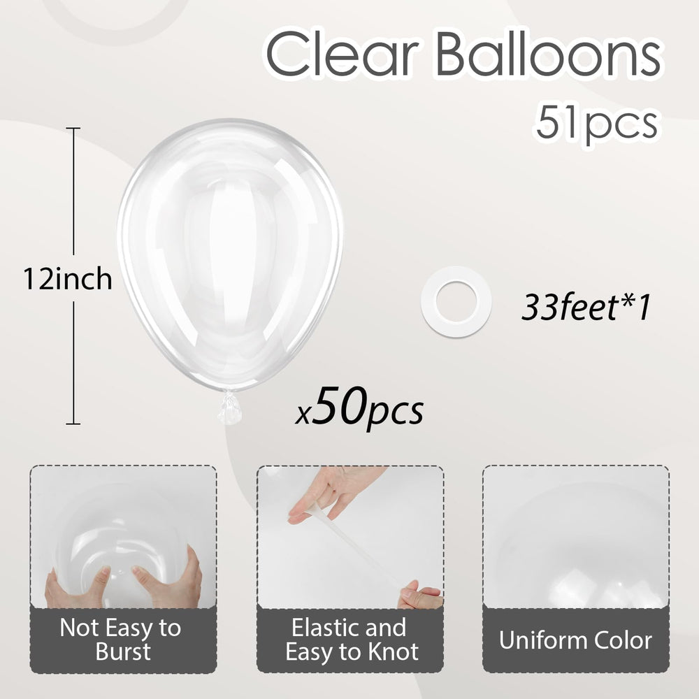 awenztech transparent balloons 50pcs close-up highlighting thick latex for reliable party decor.
