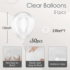 awenztech transparent balloons 50pcs close-up highlighting thick latex for reliable party decor.