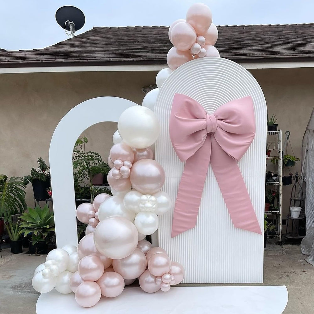 awenztech wedding arch pearl white balloons create chic backdrops.
