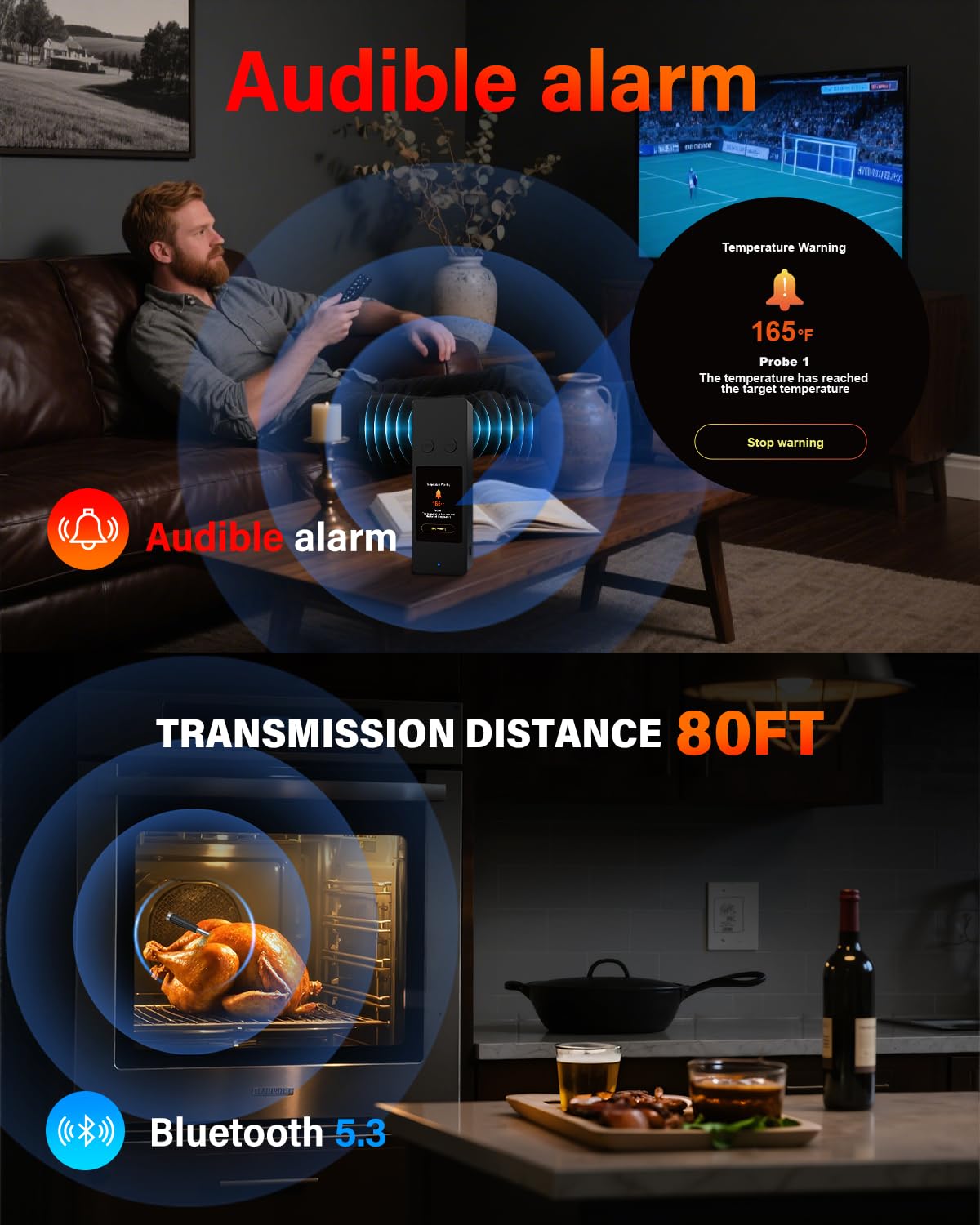 AWLKIM thermometer with 800 ft range lets you monitor from the patio.