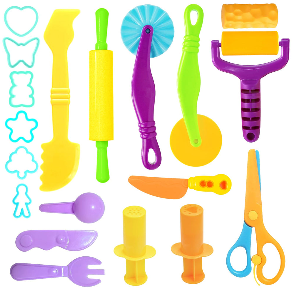 AWNOGKUE playdough tools set with creative cutters for imaginative sculpting and color play