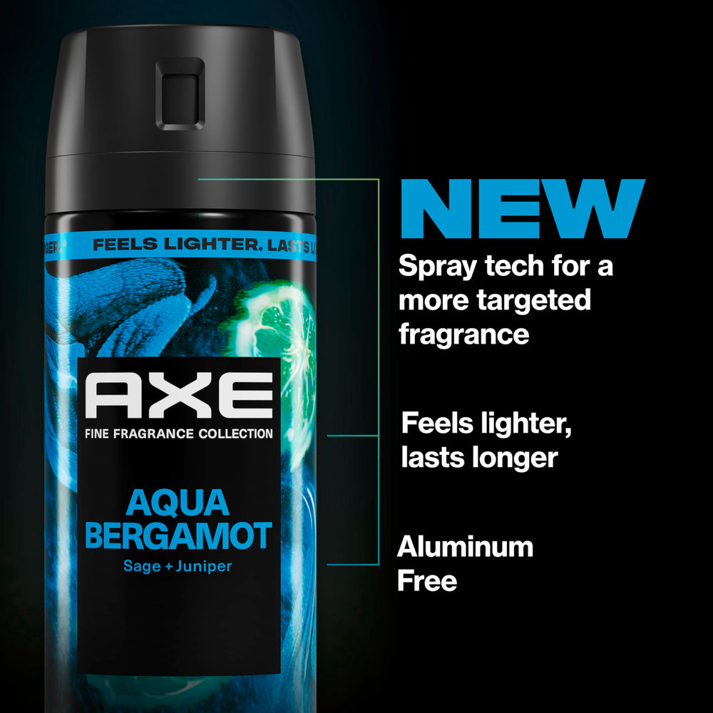 Aluminum-free AXE spray emphasizing skin-friendly daily use