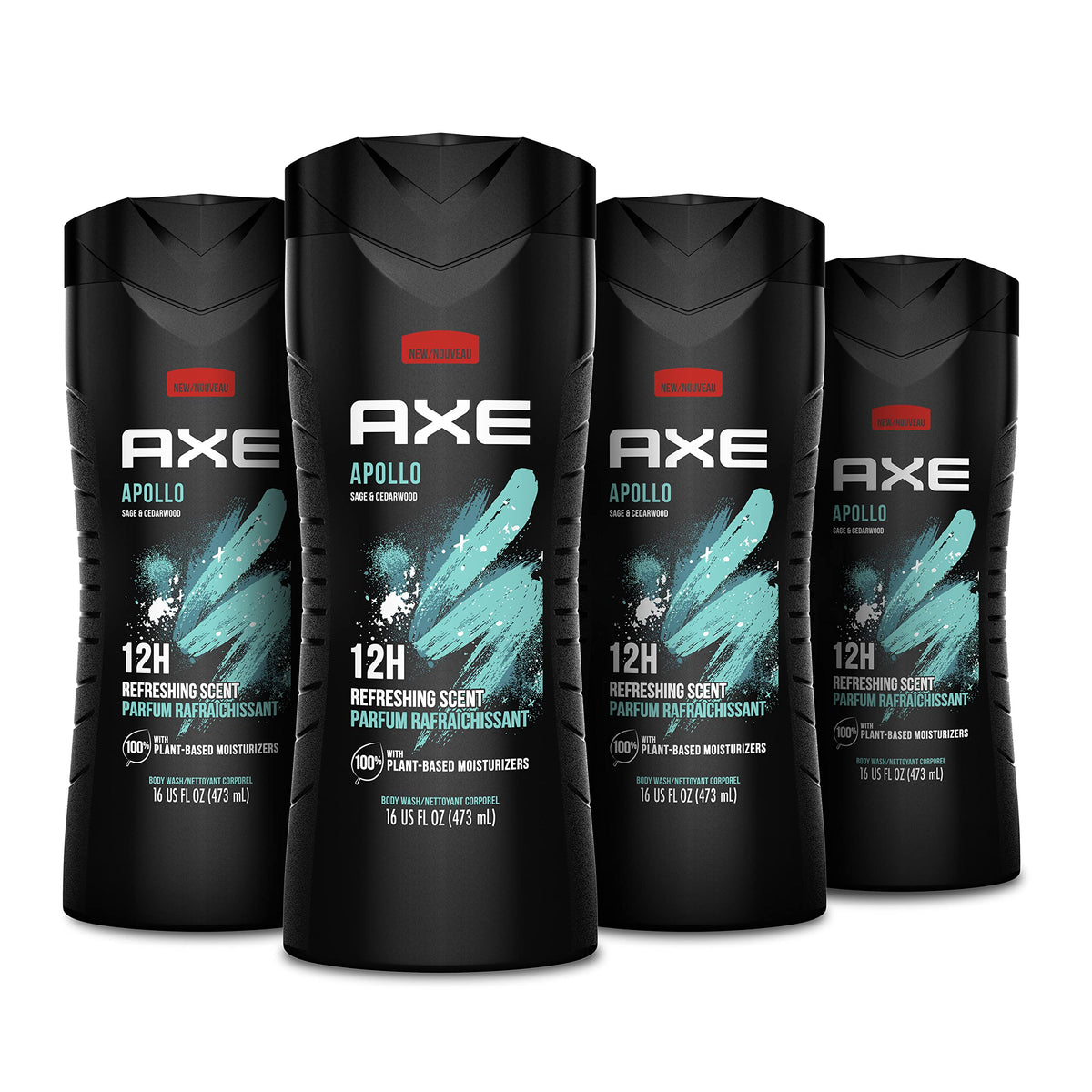 AXE Apollo body wash bottle front view shows long lasting freshness for daily confidence