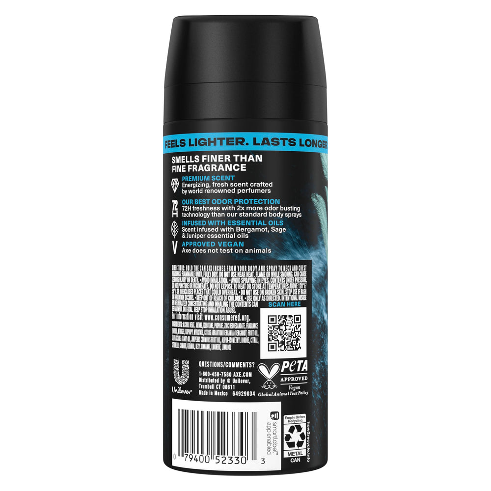 AXE Aqua Bergamot spray can with targeted mist for even spray