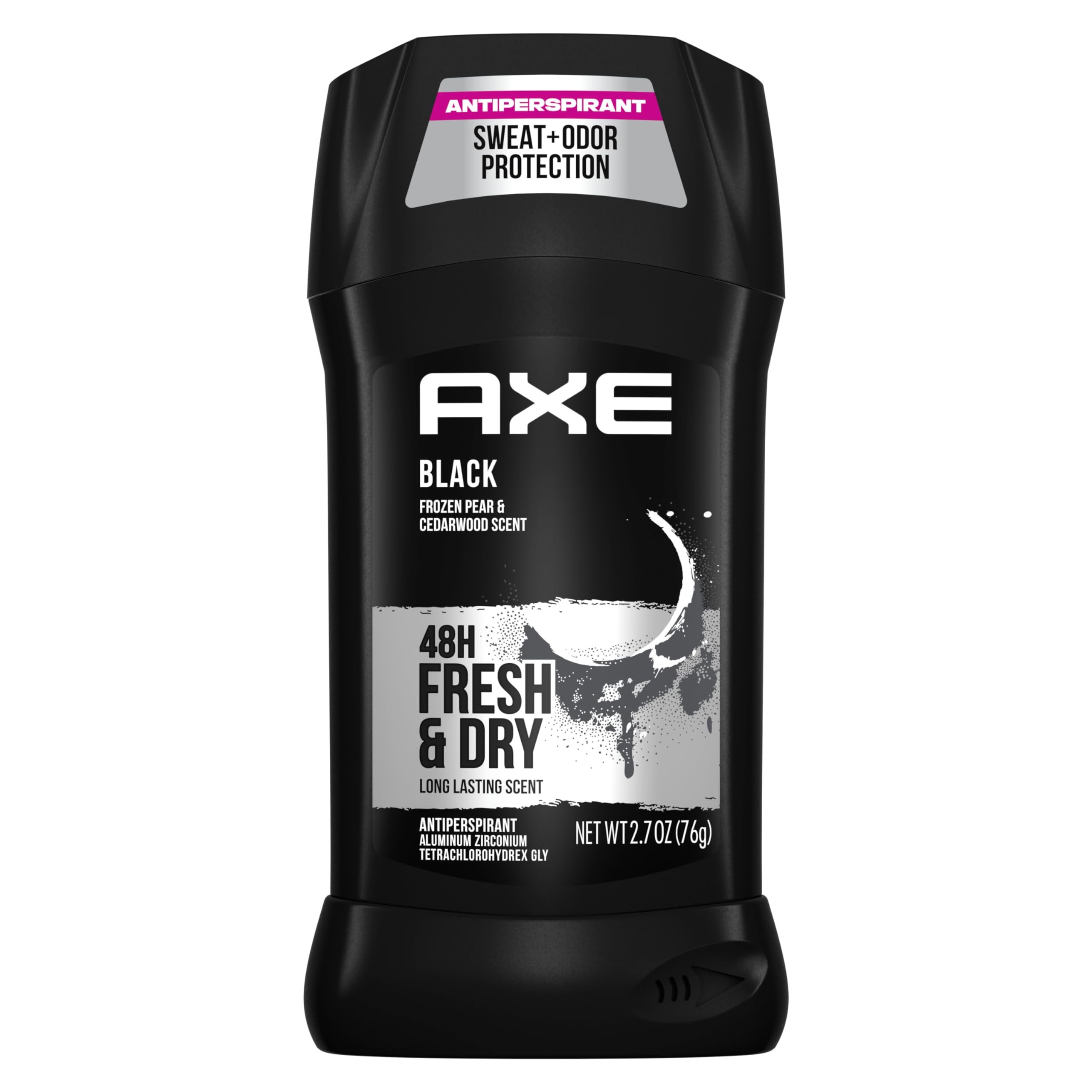 AXE Black antiperspirant stick 4-pack shown for easy daily use and portability.