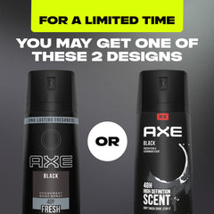 AXE Black bottle side label displaying cedarwood and pear notes for everyday use