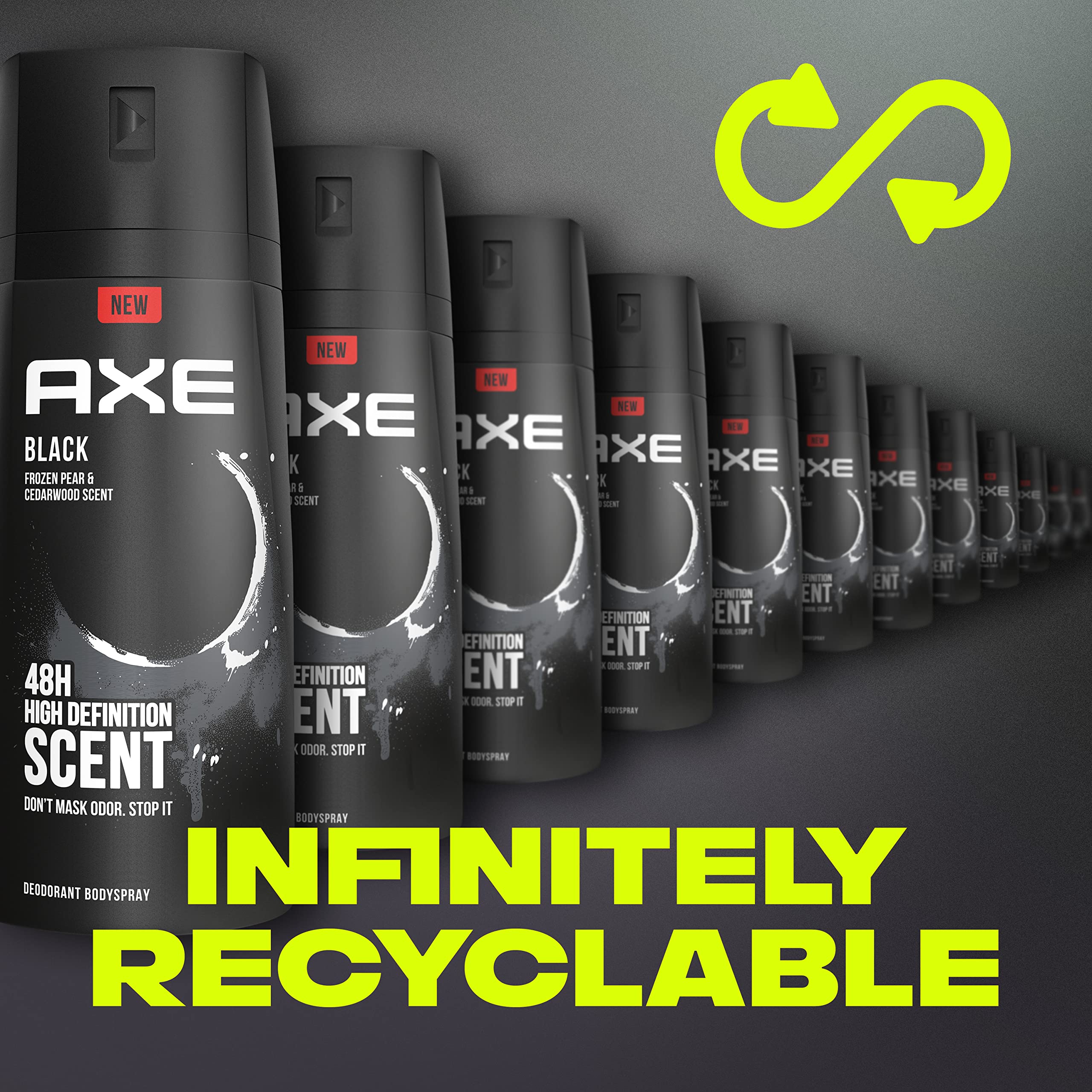 AXE Black spray being applied mid-air suggesting instant refresh