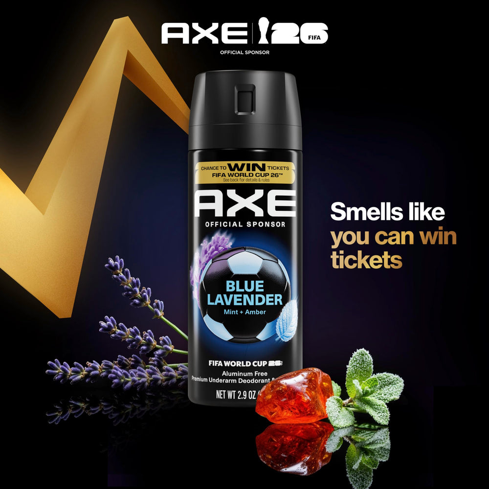 AXE Blue Lavender mist on skin delivers lasting aroma.