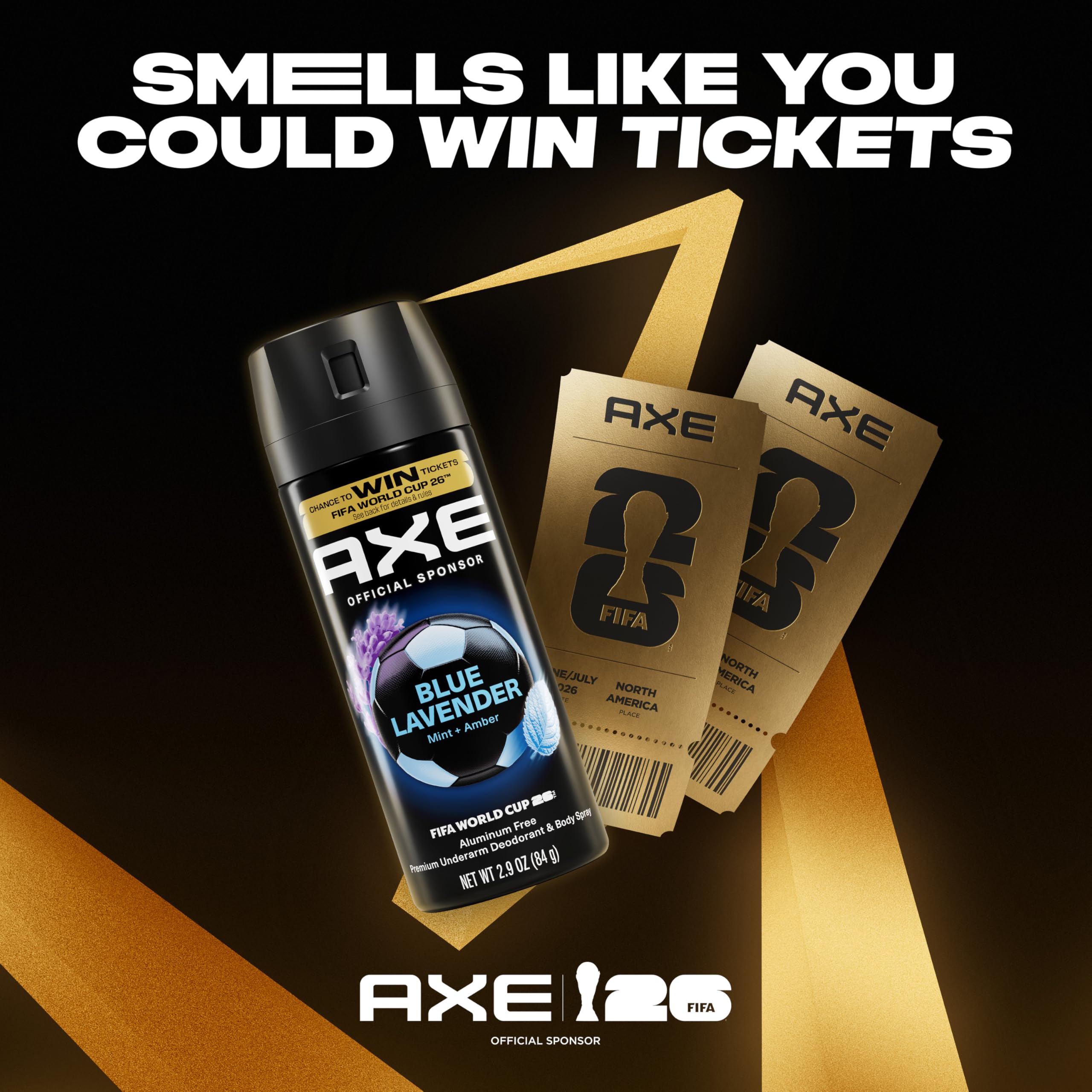 AXE Blue Lavender packaging communicates premium perfumer collaboration.