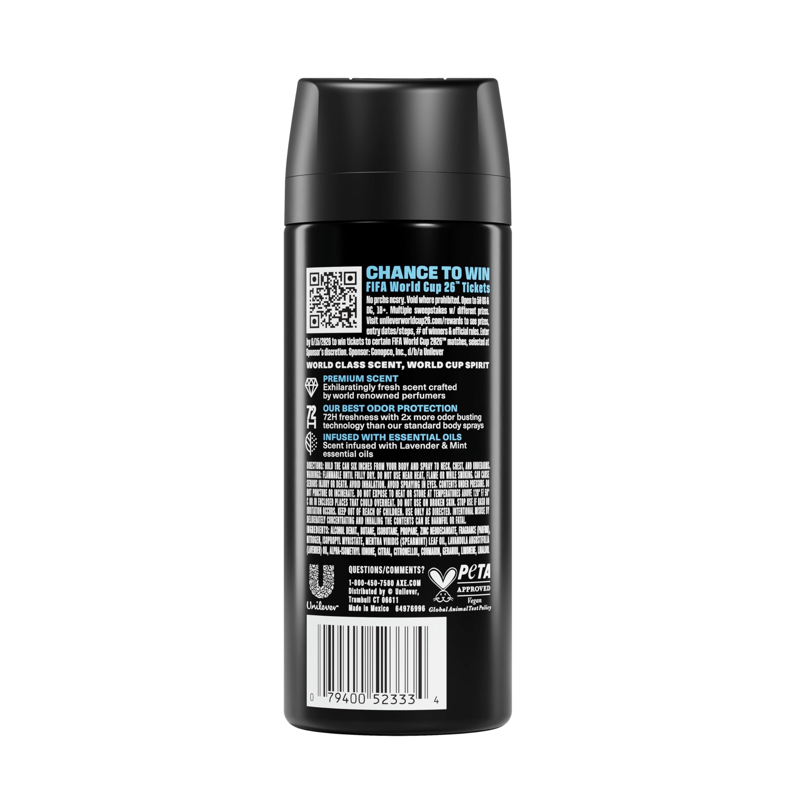 AXE Blue Lavender spray nozzle enables precise fragrance application.