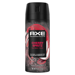 AXE Cherry Spritz bottle front view highlighting aluminum-free formula for everyday freshness