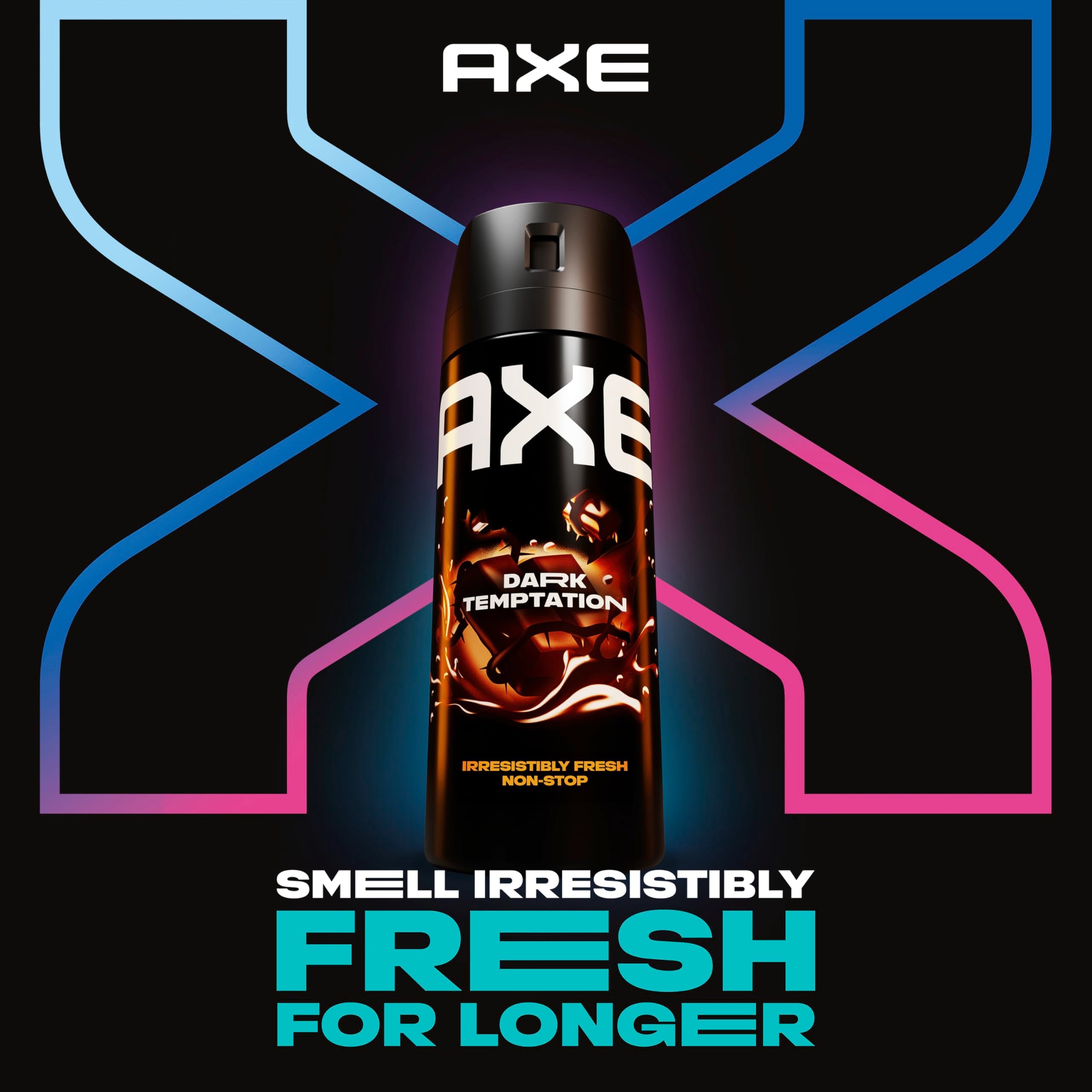 AXE Dark Temptation close-up cap with twist spray for easy application.