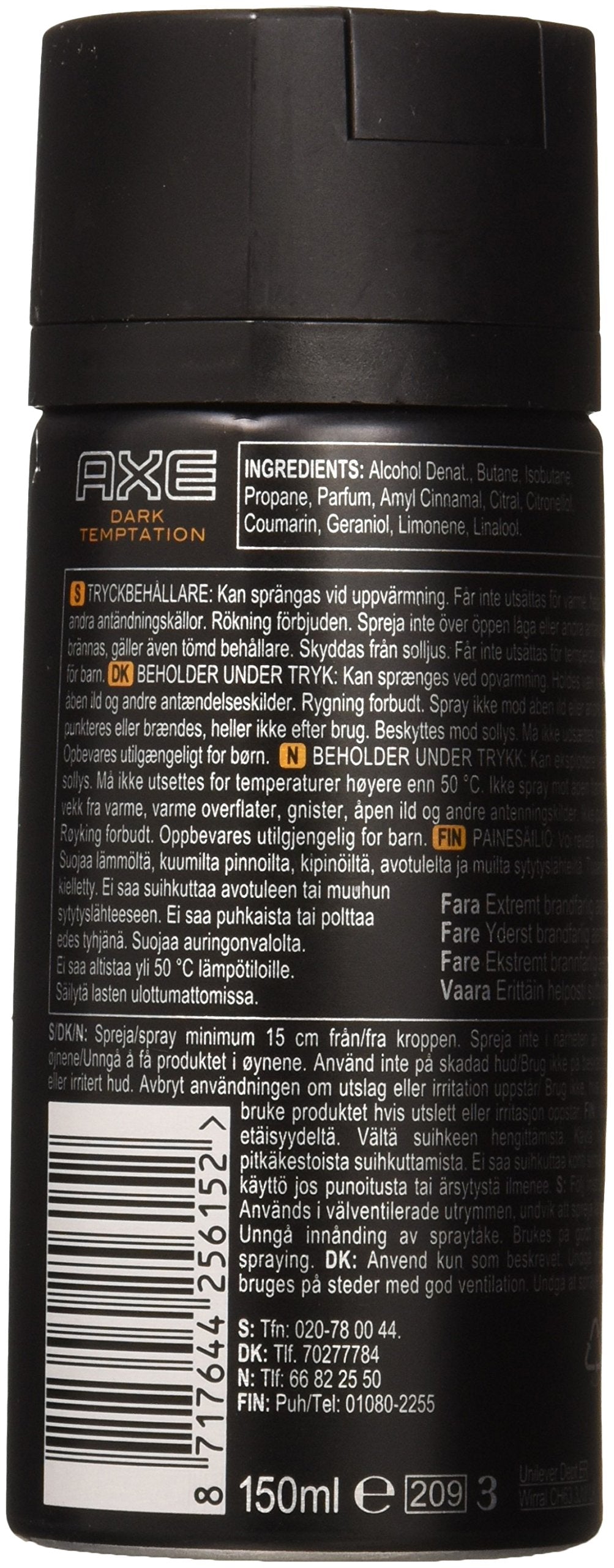 AXE Dark Temptation spray pack of six offering convenient value.