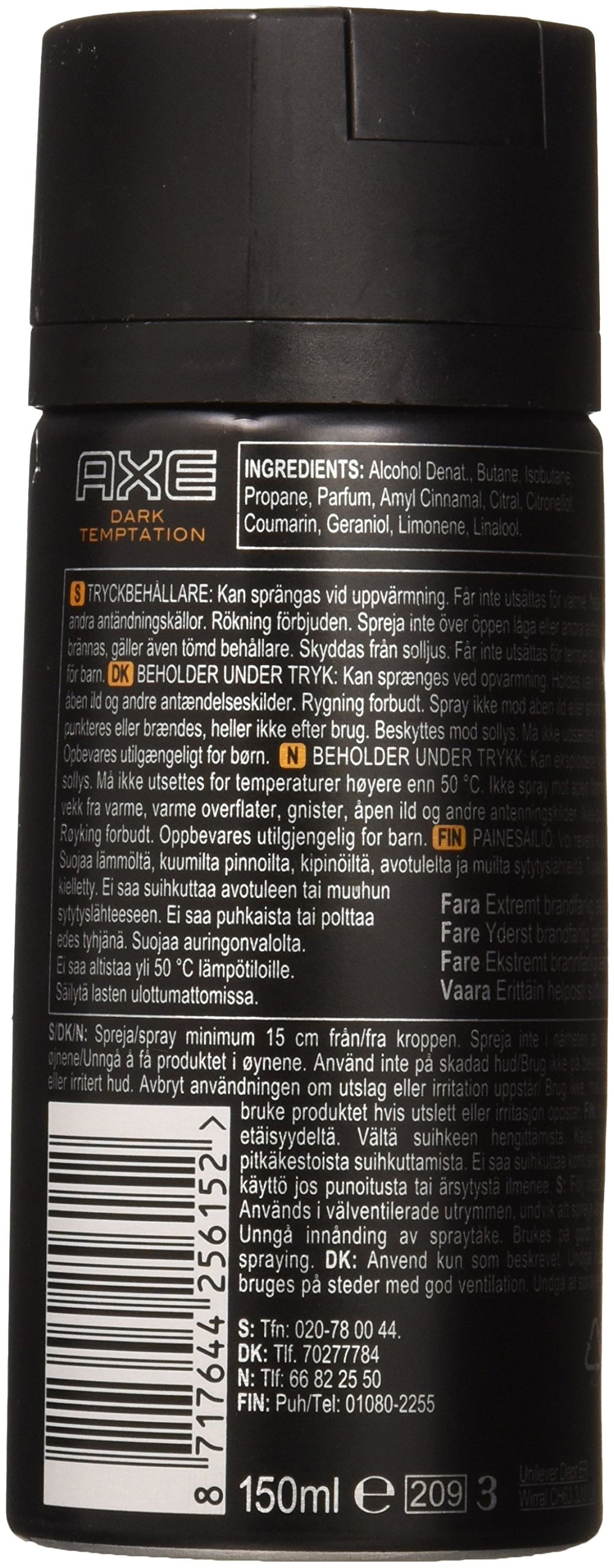 AXE Dark Temptation spray pack of six offering convenient value.