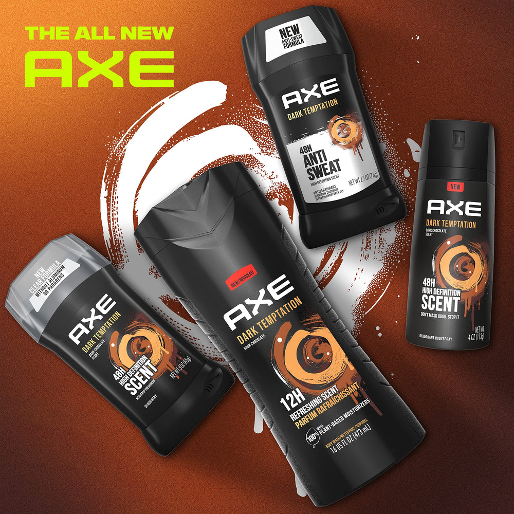 AXE Dark Temptation line with deodorant stick and related AXE products.