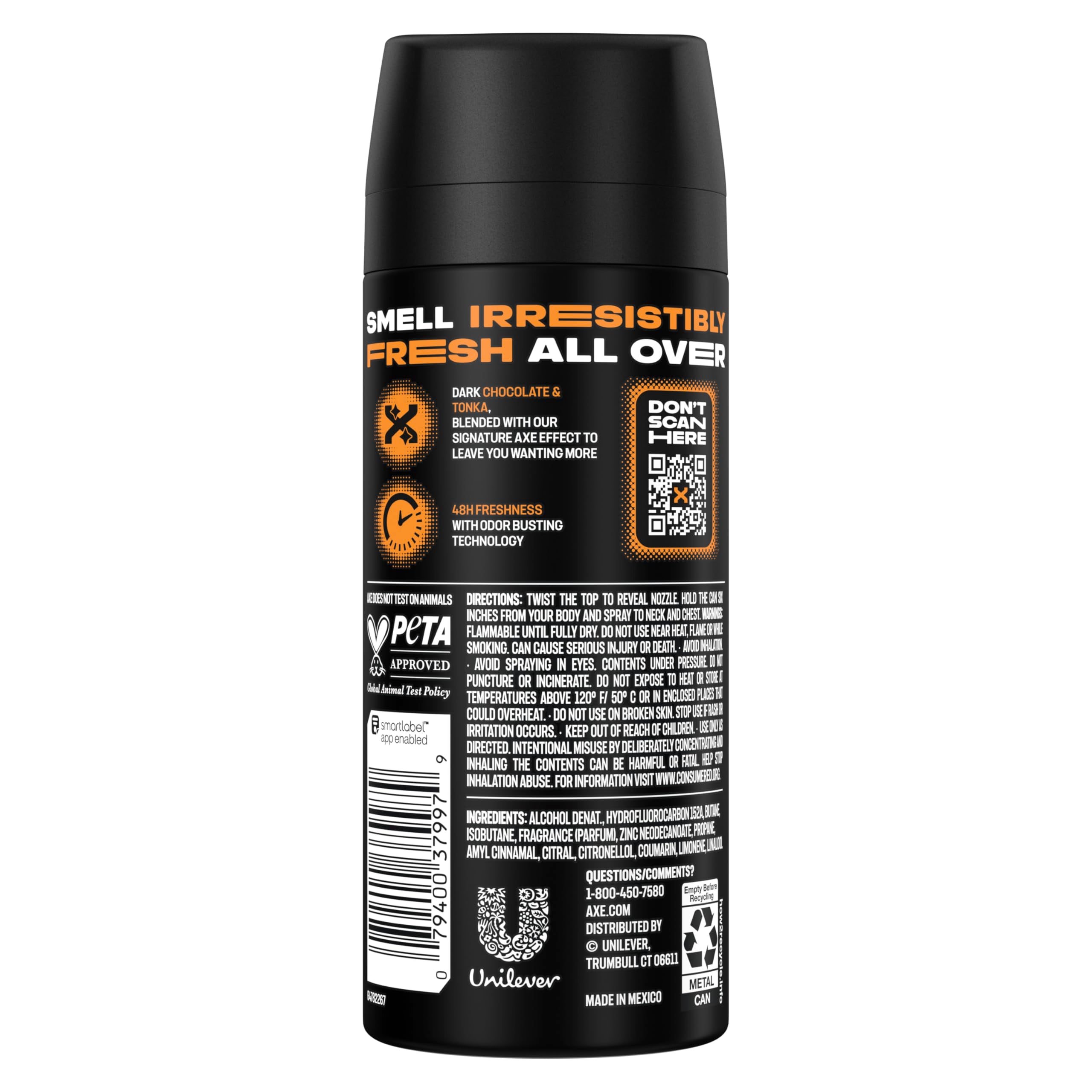 AXE Dark Temptation spray application for quick refresh and long-lasting scent.