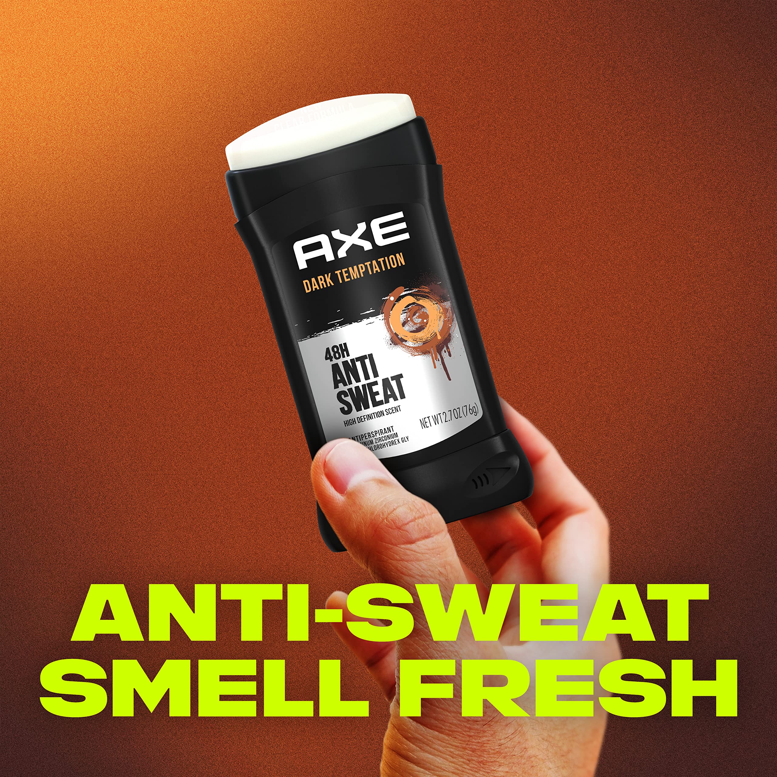 Underarm swipe by AXE Dark Temptation delivering quick-dry freshness.