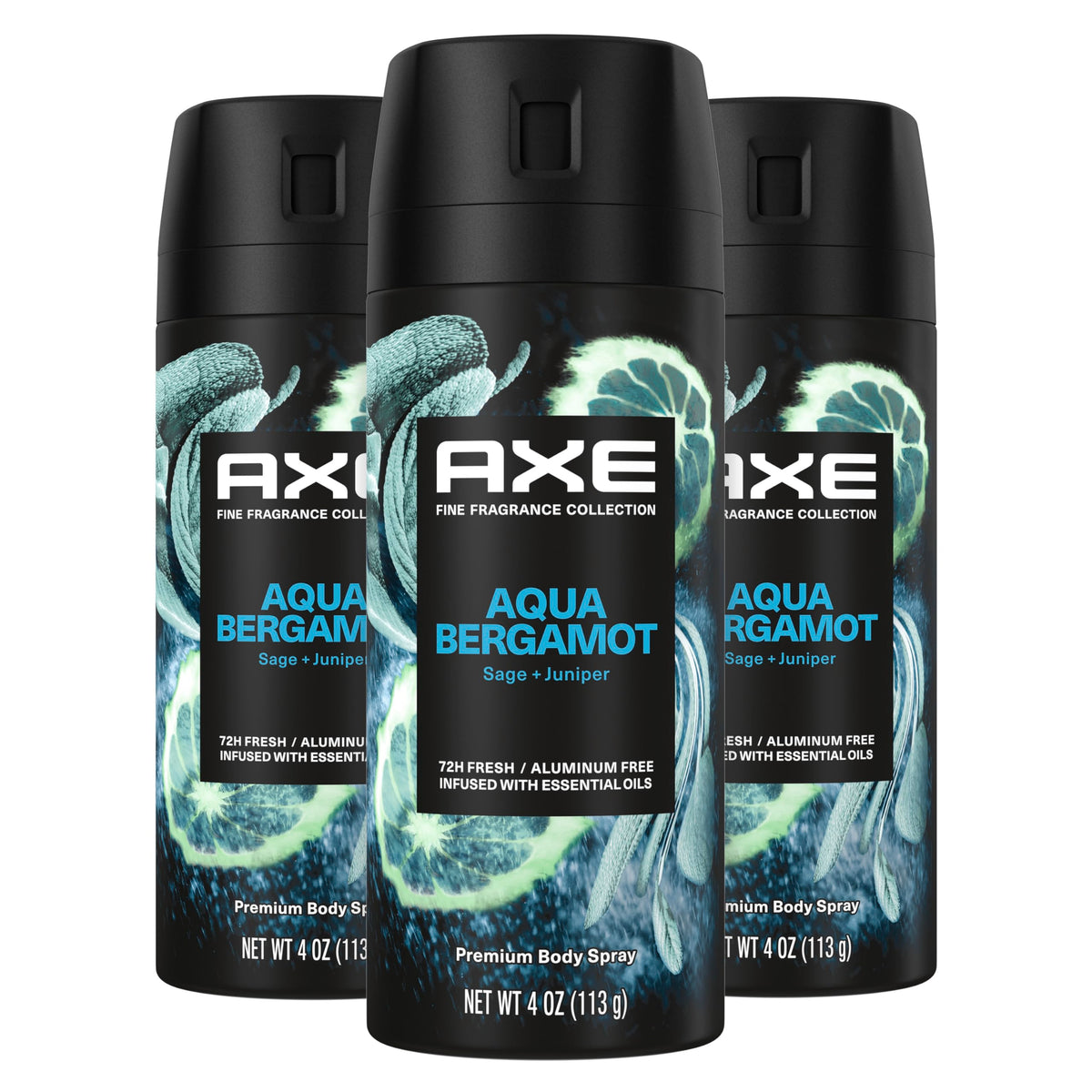 AXE Fine Fragrance Aqua Bergamot deodorant bottle offering long-lasting freshness