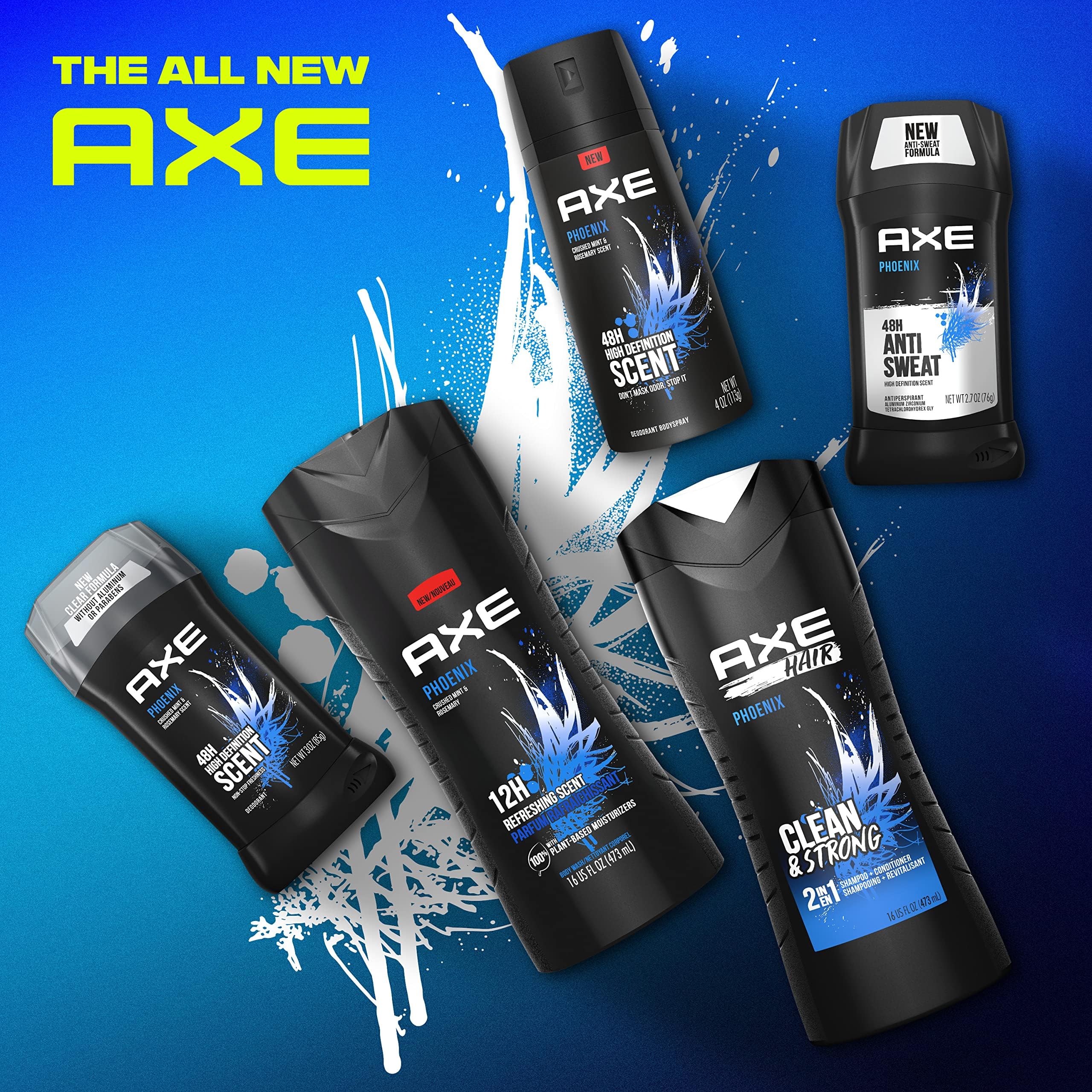 AXE Phoenix packaging uses recycled plastic, aligning with sustainable skincare values.