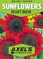 Axel's Garden Seeds red sunflower seed packet for easy direct sowing in home gardens.
