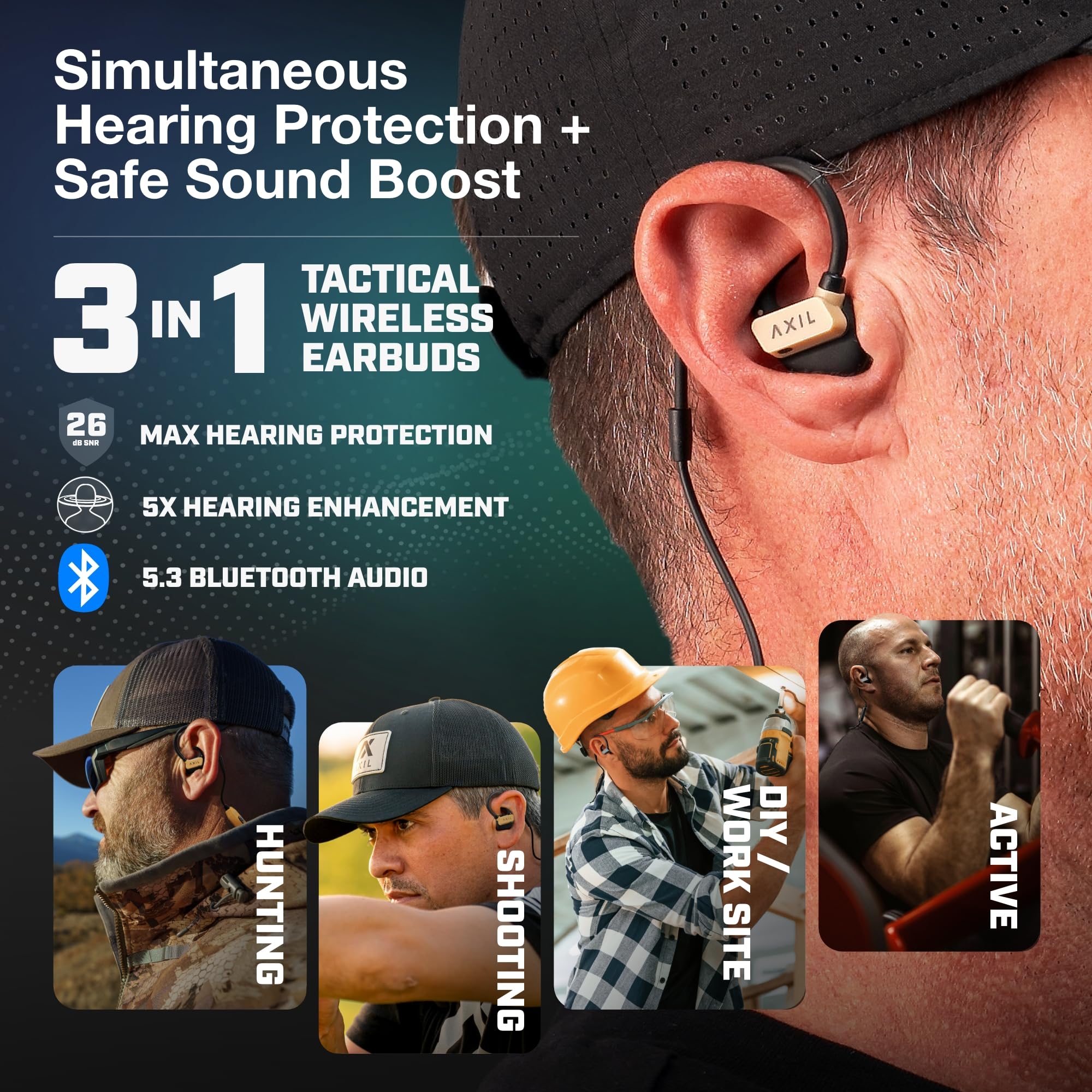 AXIL GS Extreme 3.0 desert-tan with Bluetooth connection in action for seamless audio
