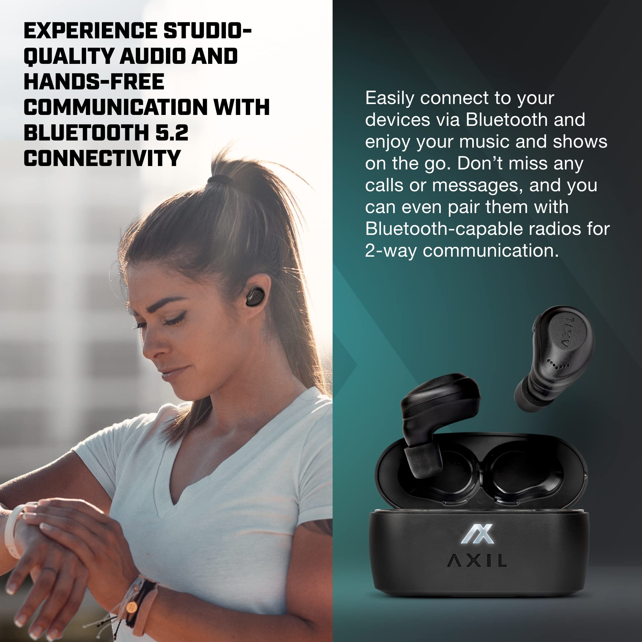 AXIL XCOR PRO earbuds dust and water resistance for rugged use