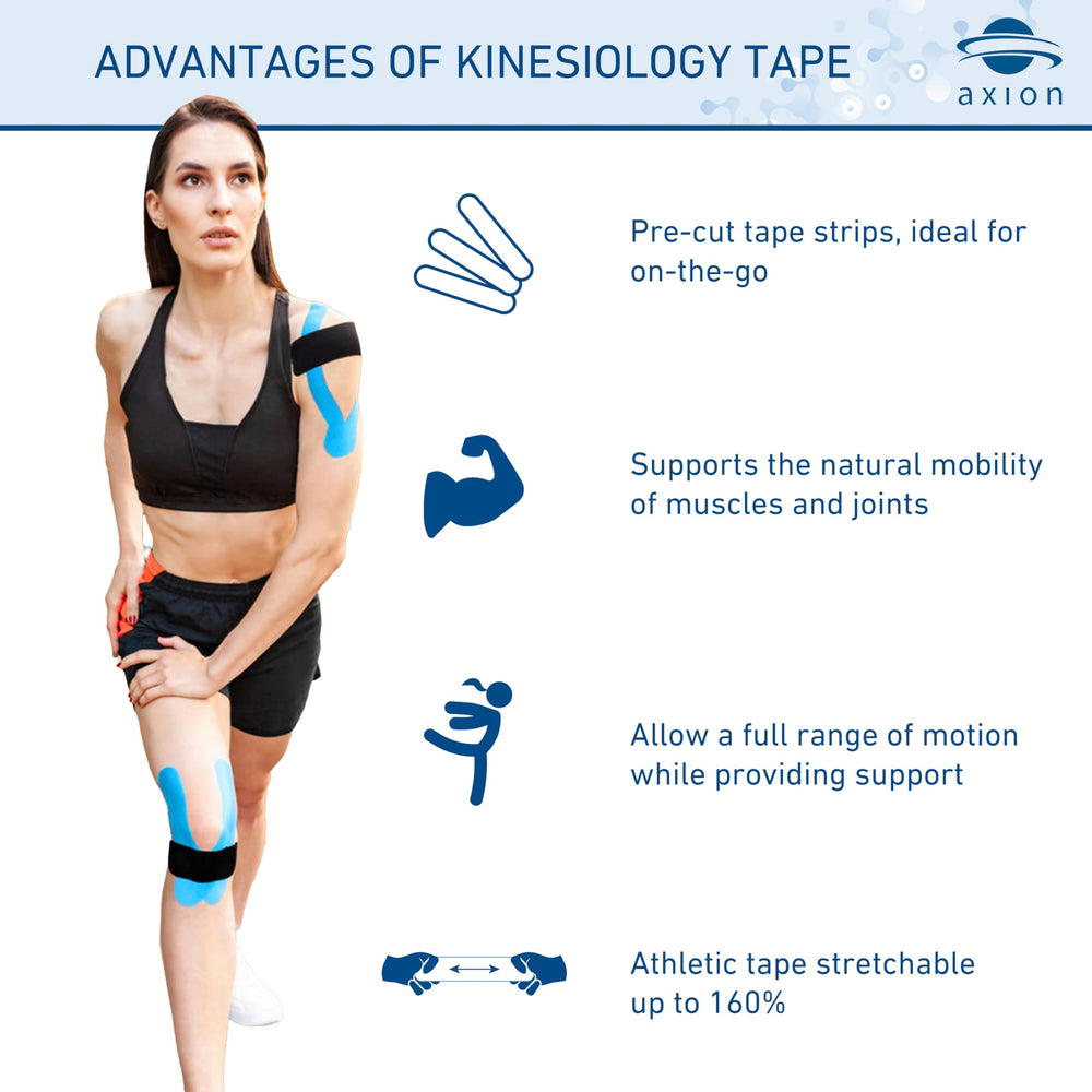 Skin-friendly Axion kinesiology tape texture on the arm for comfort