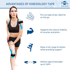 Skin-friendly Axion kinesiology tape texture on the arm for comfort