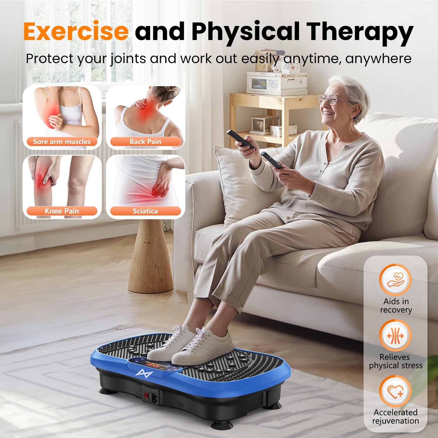 AXV vibration plate anti-slip coating for stable practice on floors.