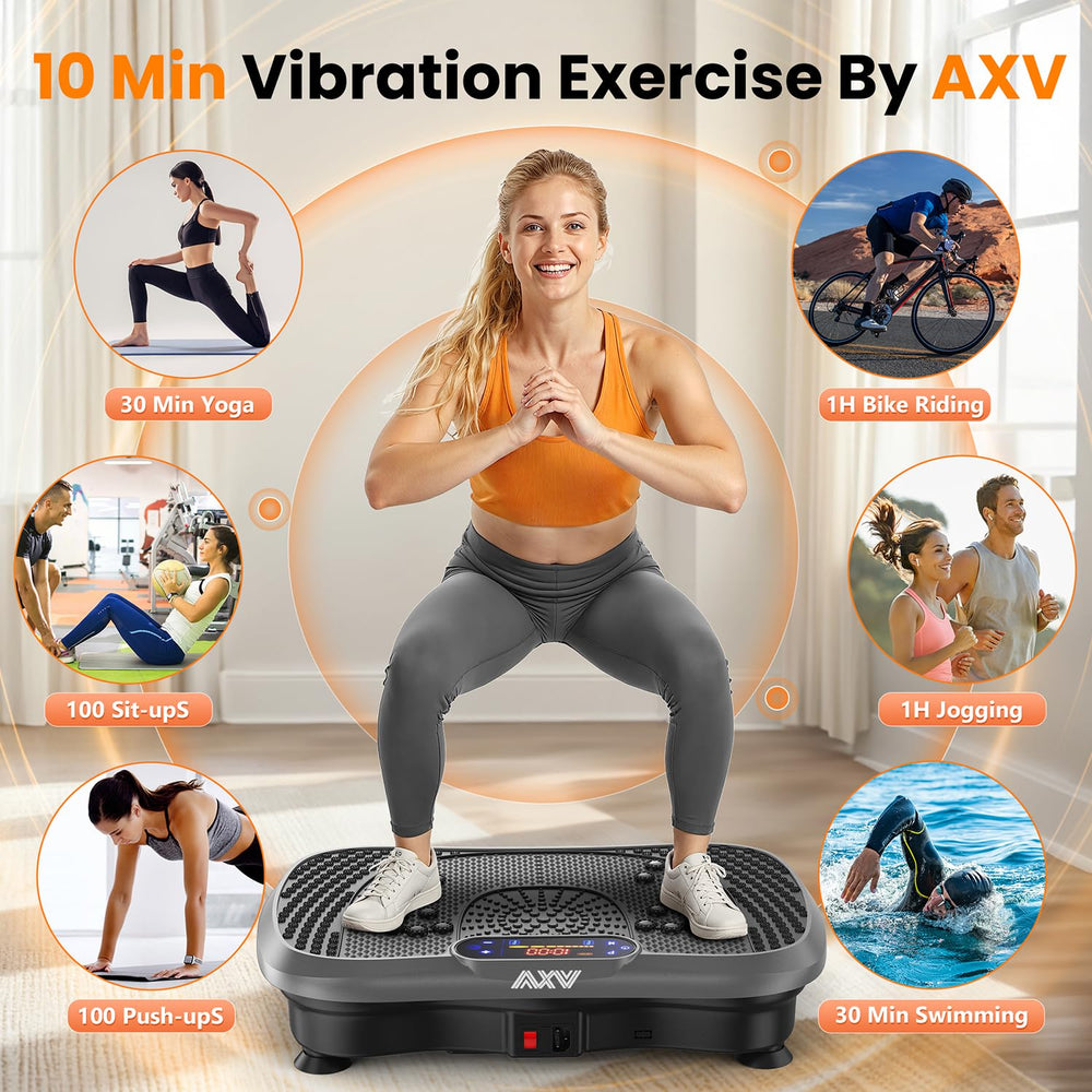 AXV vibration plate control panel showing adjustable speed for targeted training.