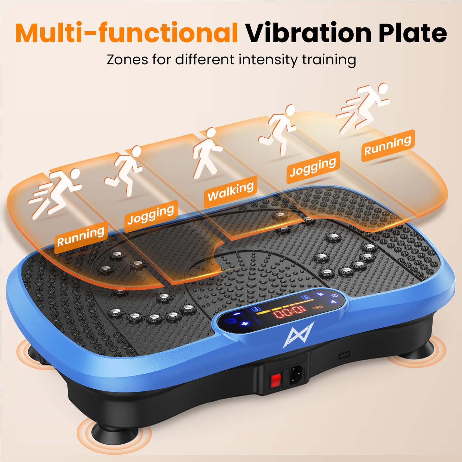 AXV vibration plate ergonomic shell for enhanced durability and comfort.