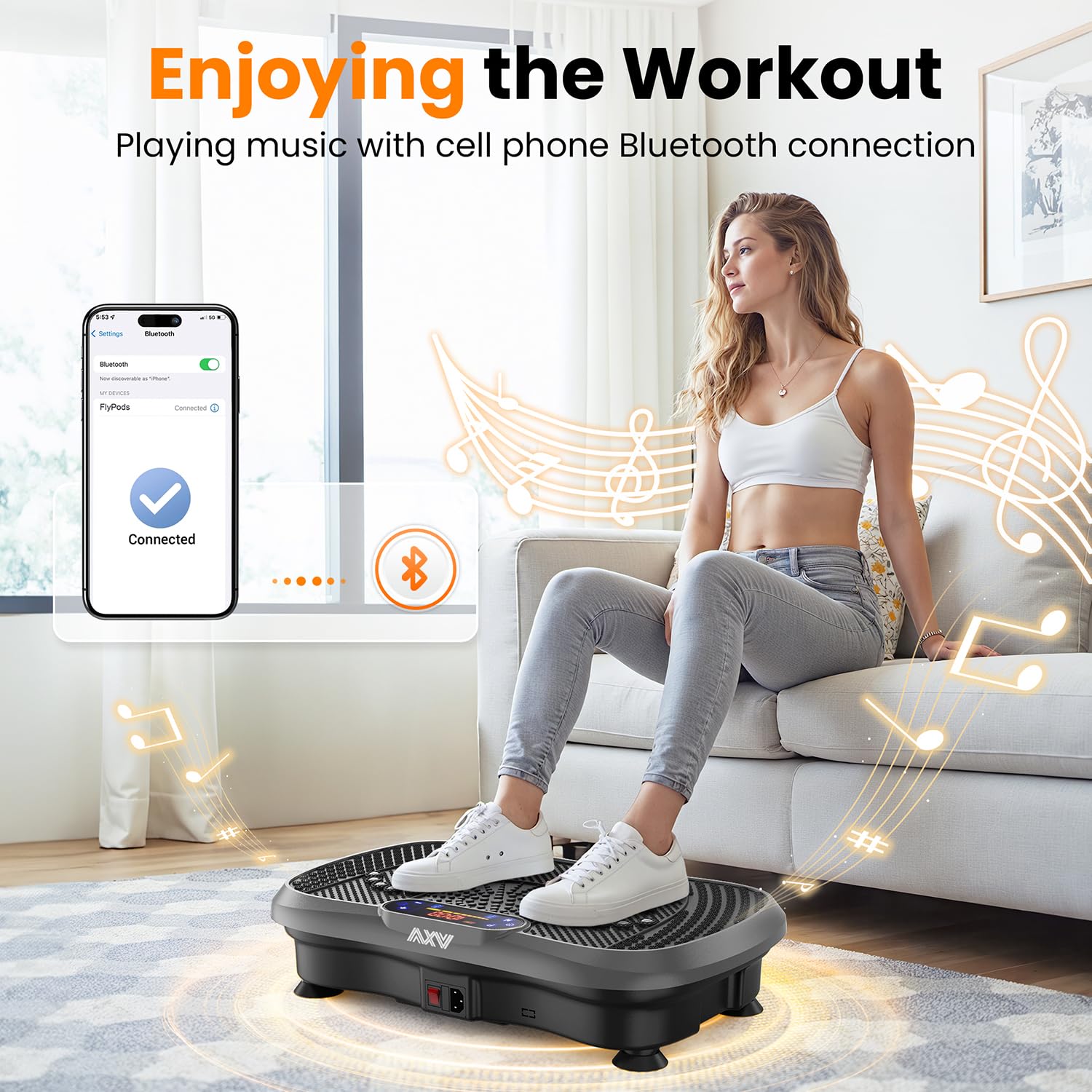 AXV vibration plate remote control enables easy workout adjustments at home.