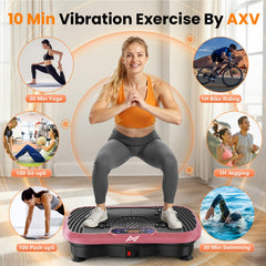 AXV vibration plate with remote control enables convenient, hands-free adjustments during workouts.