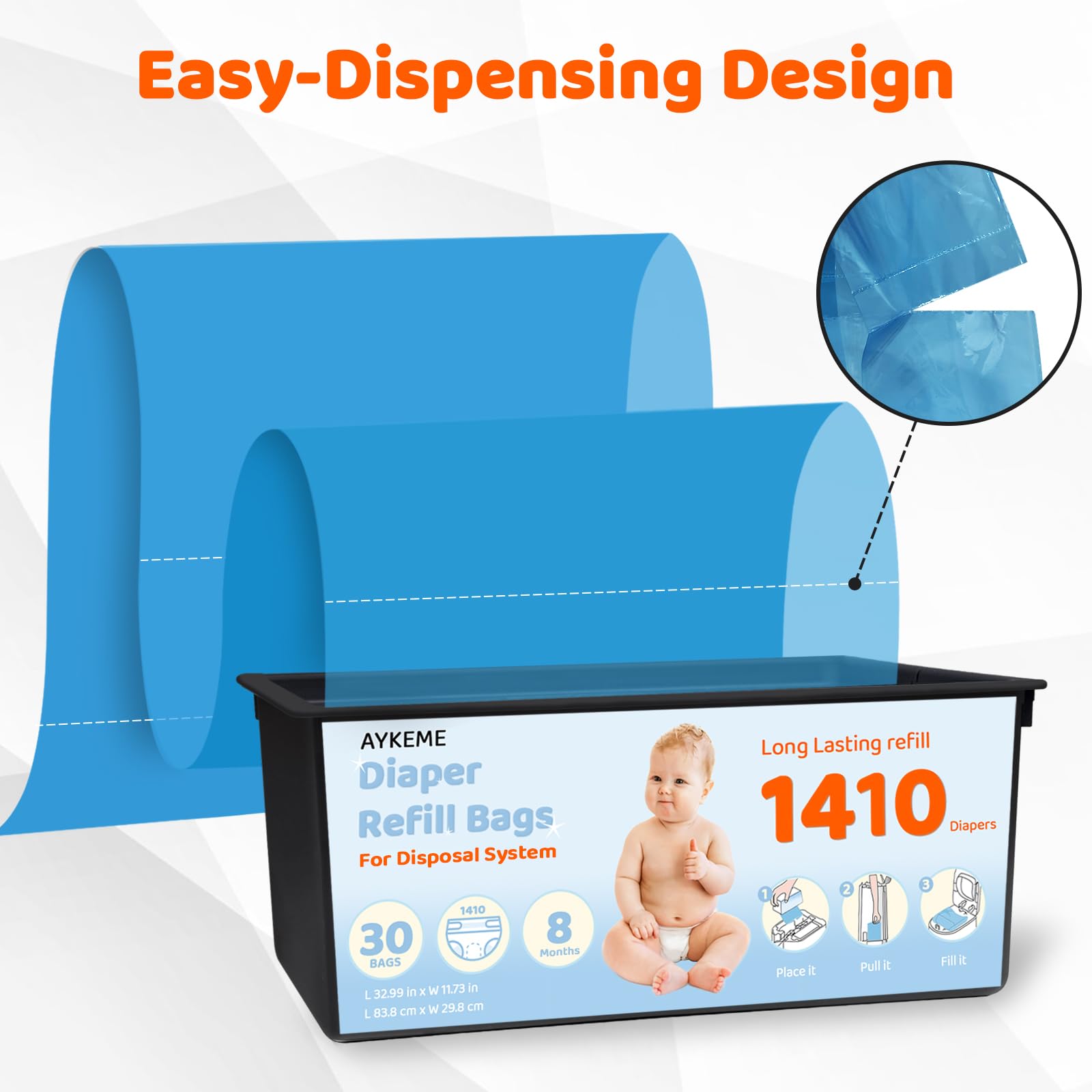 AYKEME Bottom-sealed bag design for mess-free diaper changes