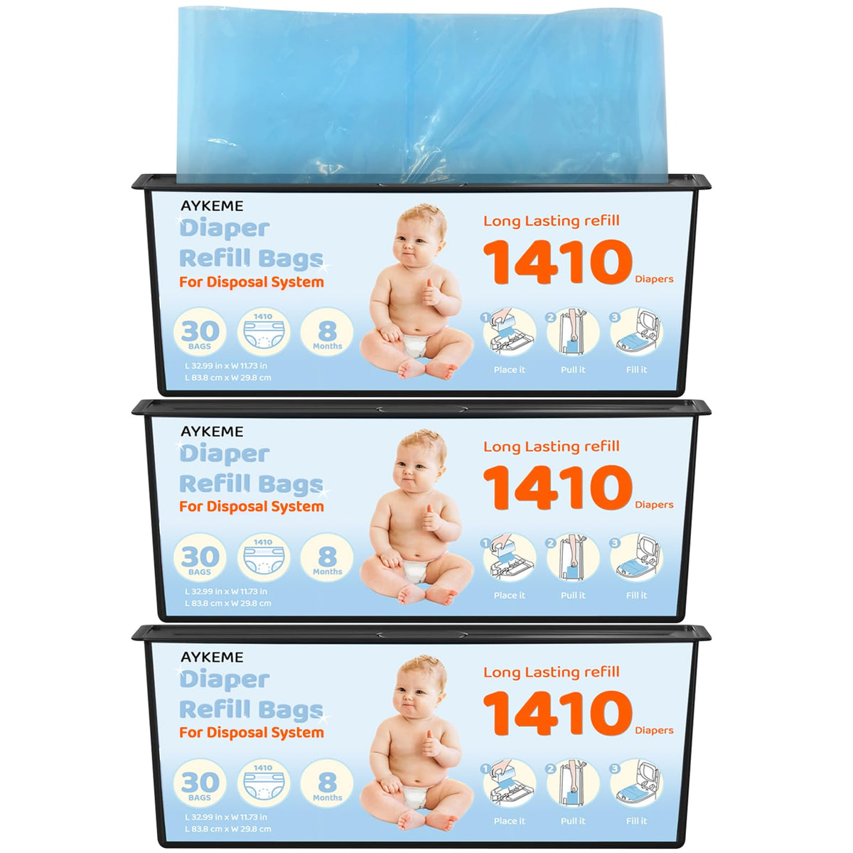 AYKEME Genie Easy Roll compatibility for seamless diaper disposal