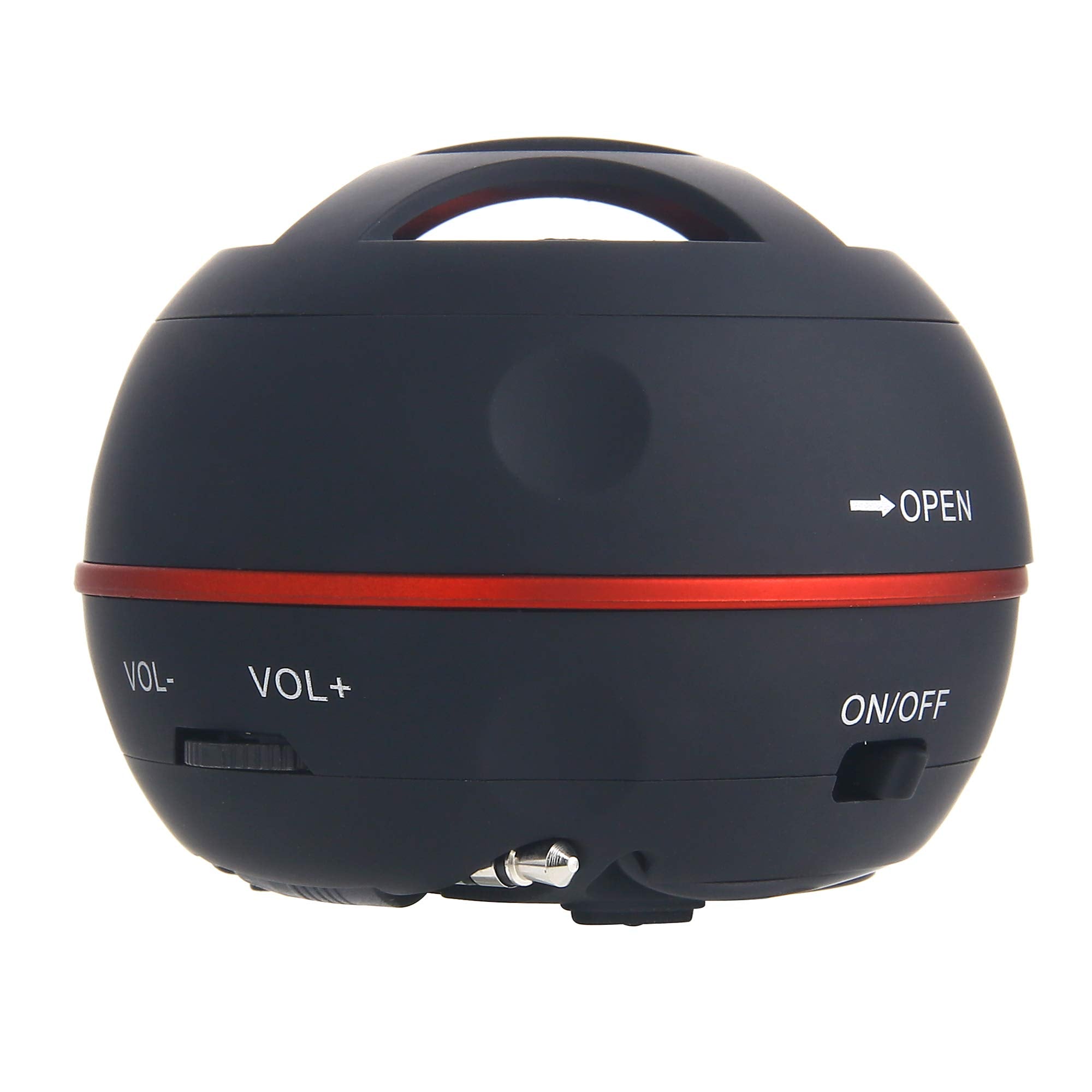 AYL mini speaker system in action with laptop and MP3 player.