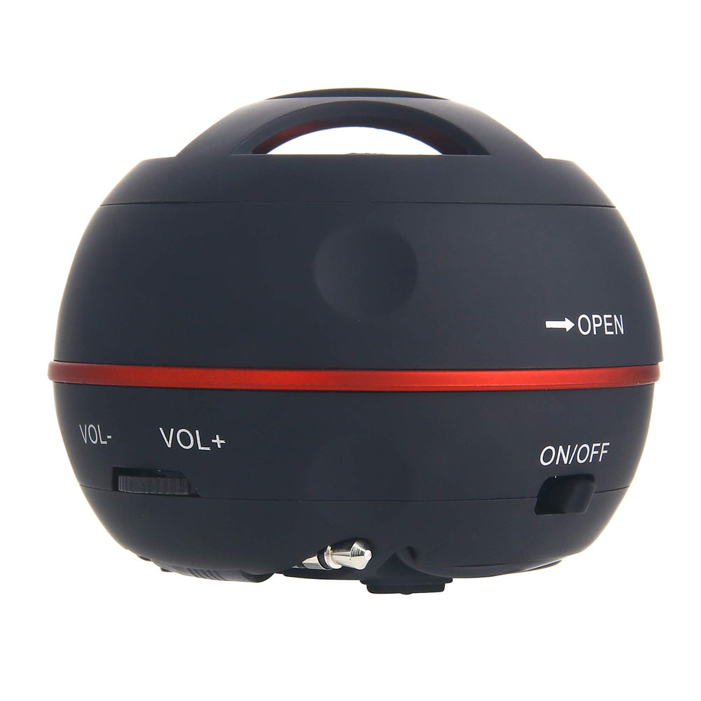 AYL mini speaker system in action with laptop and MP3 player.