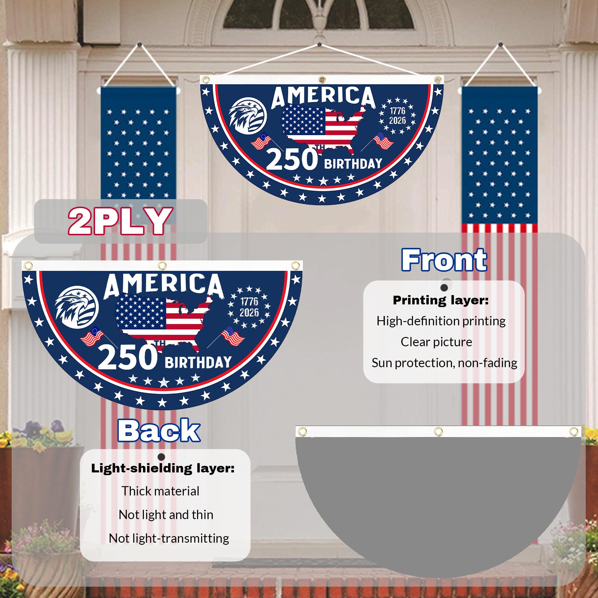 AYTHSRIC 2PCS USA flag wall display suitable for indoor decor and events.