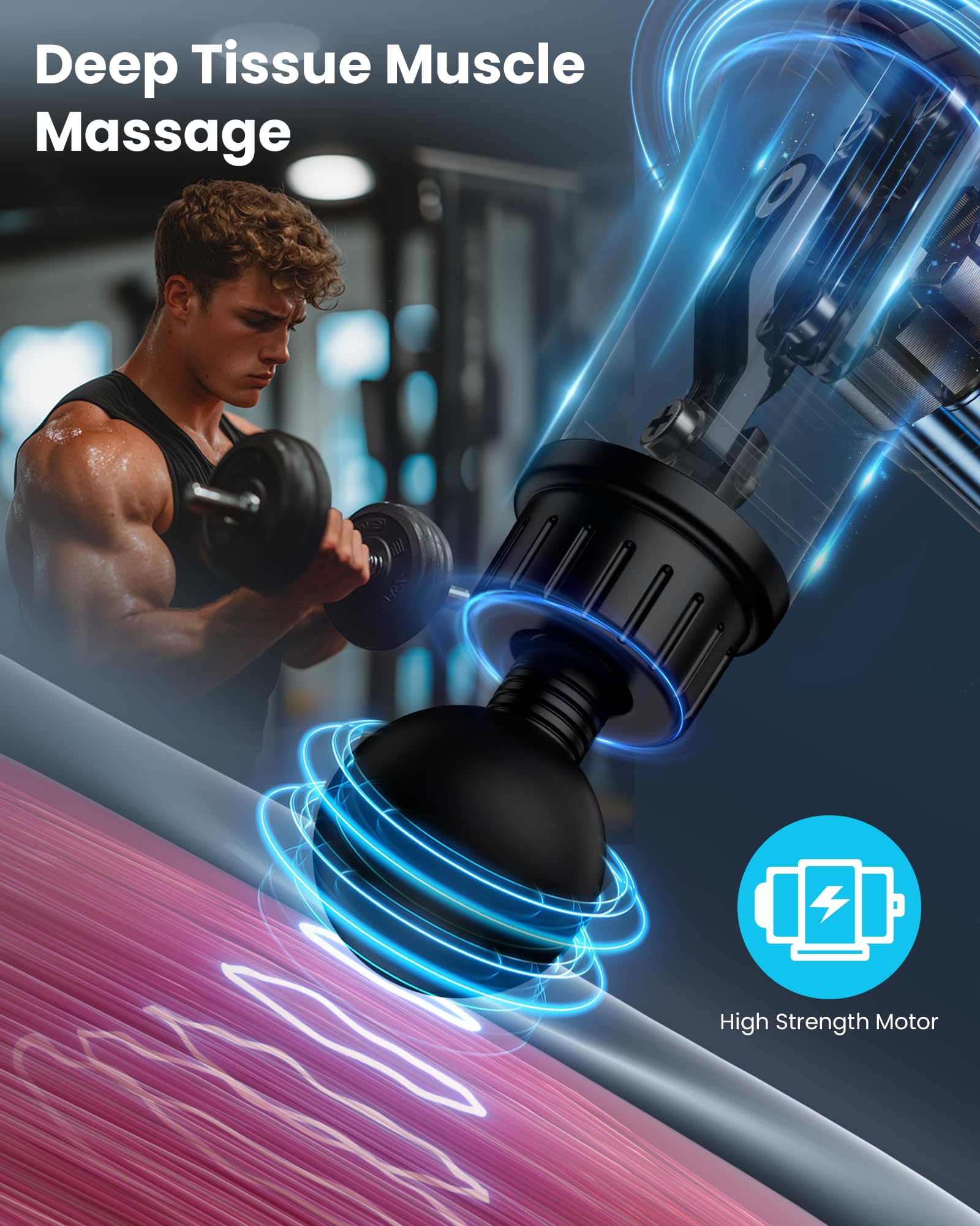 AYURA Massage Gun shows 6 heads for full-body muscle targeting and comfort