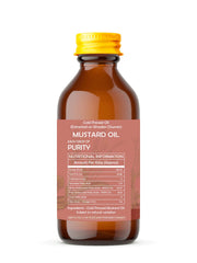 AYURVEDASHREE mustard oil cold pressed to preserve antioxidants.