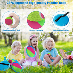 Six paddles ready for group play in yard or park