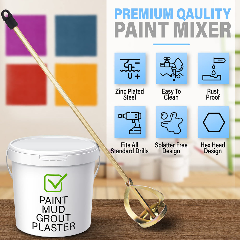 Bottom-up mixing head eases paint distribution inside cans.