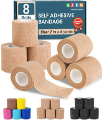 AZEN 8-pack self-adhesive bandage wrap in skin color for quick, residue-free securing.