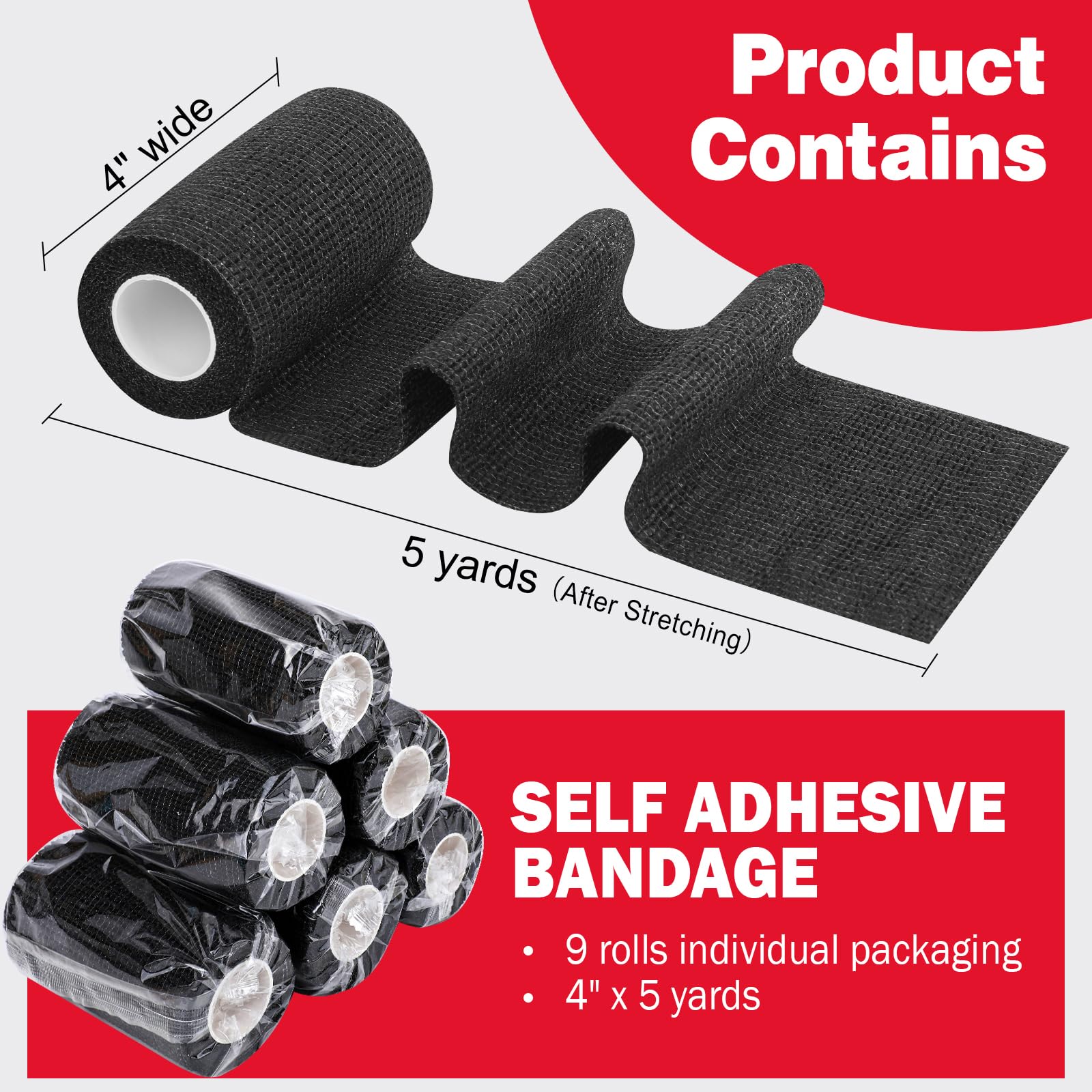 AZEN self-adhesive bandage roll close-up showing self-adhesive and skin-friendly features
